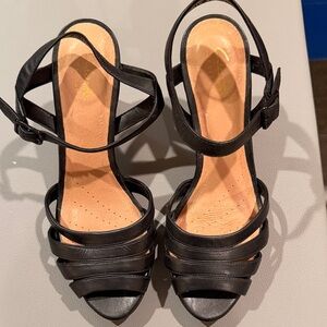 Clarks Black Strappy Heels